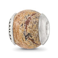 Sterling Silver Reflections Picture Jasper Stone Bead, 10.91 x 11.82 mm