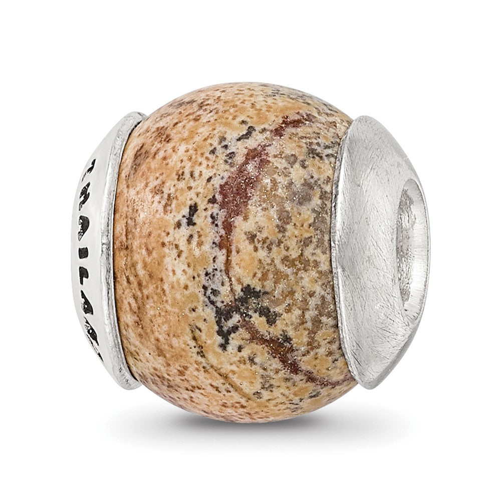 Sterling Silver Reflections Picture Jasper Stone Bead, 10.91 x 11.82 mm