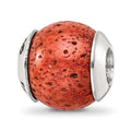Sterling Silver Reflections Coral Stone Bead, 10.91 x 10.91 mm