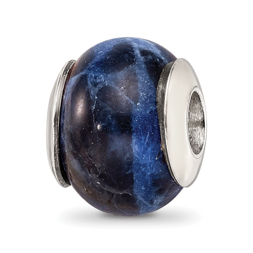Sterling Silver Reflections Sodalite Stone Bead, 12.73 x 10.91 mm