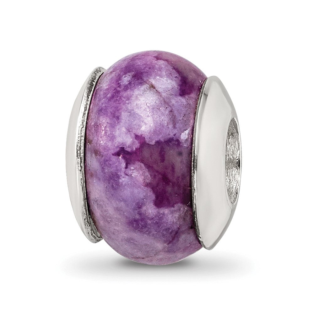 Sterling Silver Reflections Purple Magnesite Stone Bead, 10.91 x 8.18 mm