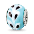 Sterling Silver Reflections Lt. Blue/White/Black Italian Murano Bead, 13.64 x 10.91 mm