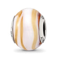 Sterling Silver Reflections Carmel/White Italian Murano Bead, 13.64 x 10.91 mm