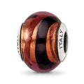 Sterling Silver Reflections Copper/Black Italian Murano Bead, 13.64 x 10.91 mm