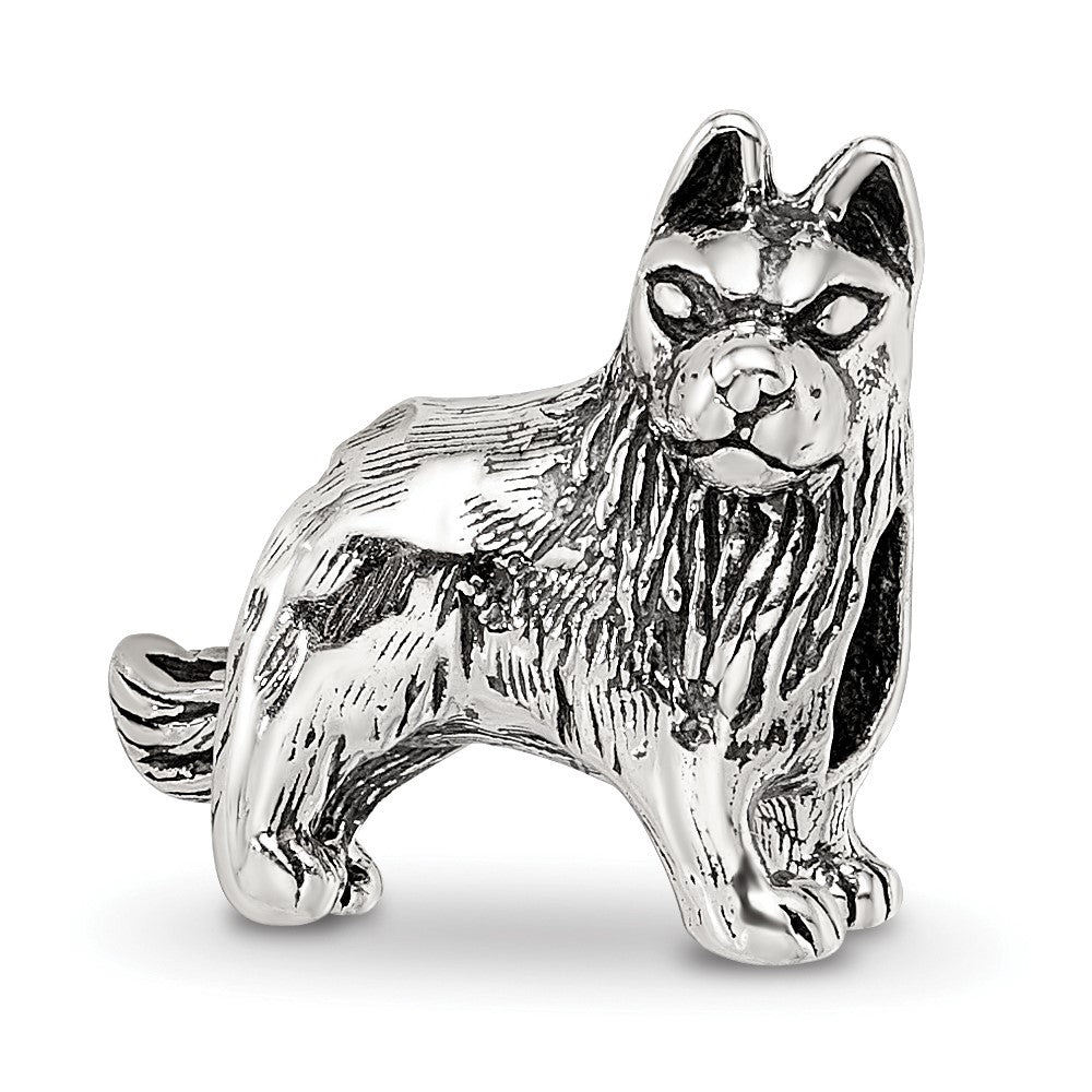 Sterling Silver Reflections German Shepherd Bead, 12.73 x 11.82 mm