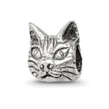 Sterling Silver Reflections Maine Coon Cat Head Bead, 9.09 x 8.18 mm