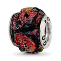 Sterling Silver Reflections Orange Dichroic Glass Bead, 11.82 x 11.82 mm