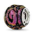 Sterling Silver Reflections Purple Dichroic Glass Bead, 11.82 x 11.82 mm