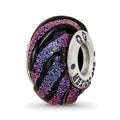 Sterling Silver Reflections Purple Swirl Dichroic Glass Bead, 14.55 x 10 mm