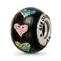 Sterling Silver Reflections Pink/Purple Hearts Dichroic Glass Bead, 12.73 x 9.09 mm