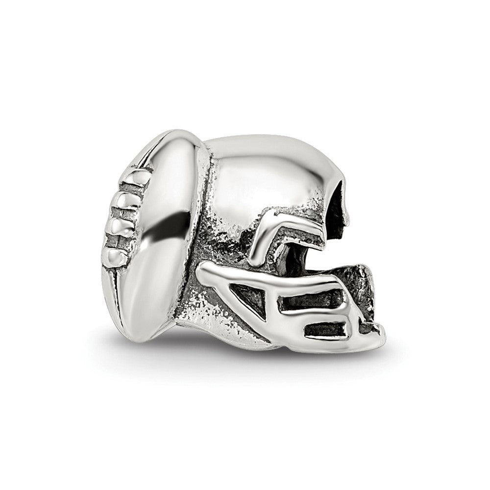 Sterling Silver Reflections Football Helmet Bead, 7.27 x 9.09 mm