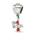 Sterling Silver Reflections Apple w/Enameled #1 Teacher Dangle Bead, 18.18 x 7.27 mm