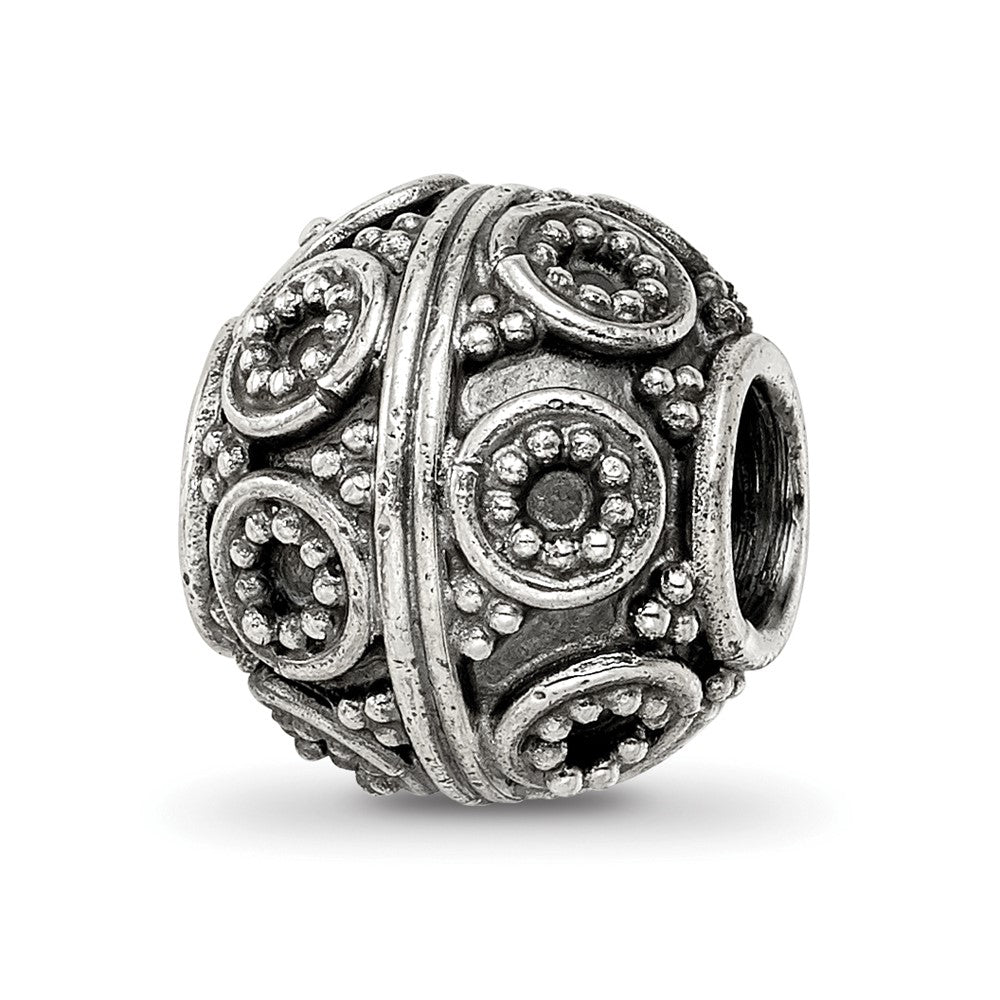 Sterling Silver Reflections Decorative Bali Bead, 10.91 x 10 mm, 3.06 g