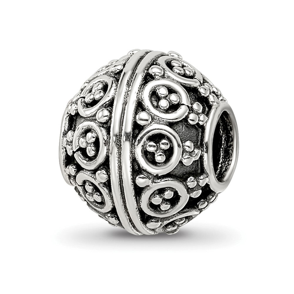 Sterling Silver Reflections Decorative Bali Bead, 10.91 x 10 mm, 2.24 g