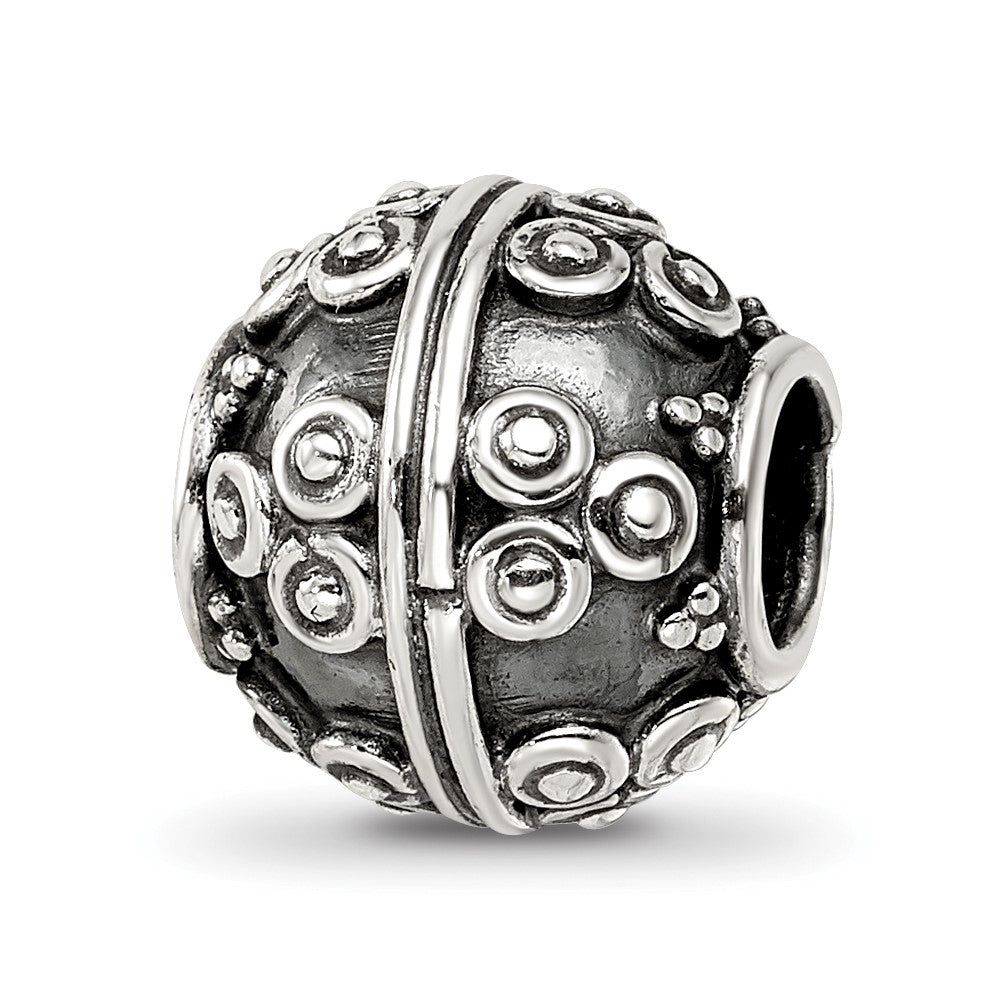 Sterling Silver Reflections Decorative Bali Bead, 10.91 x 10 mm, 2.39 g