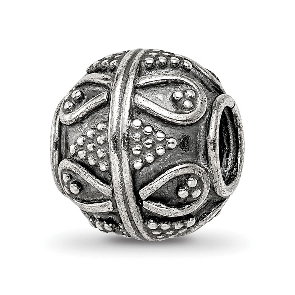 Sterling Silver Reflections Decorative Bali Bead, 10.91 x 10 mm, 2.63 g