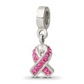 Sterling Silver Reflections Preciosa Crystal Awareness Dangle Bead, 20.91 x 7.27 mm