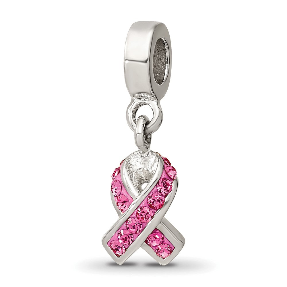Sterling Silver Reflections Preciosa Crystal Awareness Dangle Bead, 20.91 x 7.27 mm