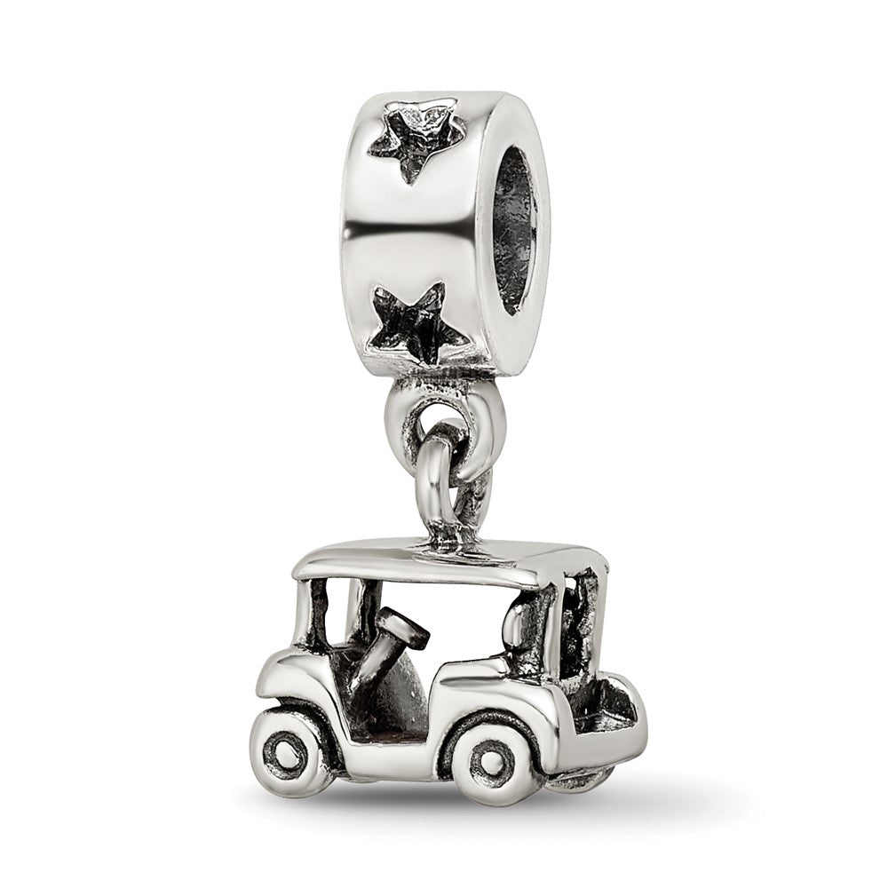Sterling Silver Reflections Golf Cart Dangle Bead, 17.27 x 9.09 mm