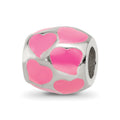 Sterling Silver Reflections Pink Enameled Hearts Bead, 9.09 x 9.09 mm