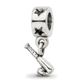 Sterling Silver Reflections Baseball Bat & Ball Dangle Bead, 15.45 x 9.09 mm