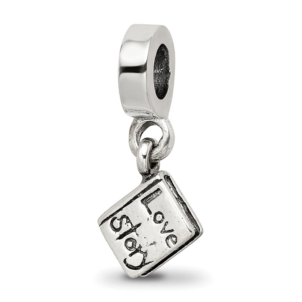 Sterling Silver Reflections Love Story Book Dangle Bead, 17.27 x 3.64 mm