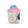 Sterling Silver Reflections Pink Enameled Cupcake Bead, 9.09 x 8.18 mm