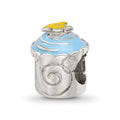 Sterling Silver Reflections Blue Enameled Cupcake Bead, 9.09 x 8.18 mm