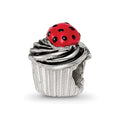 Sterling Silver Reflections Enameled Strawberry Cupcake Bead, 9.09 x 8.18 mm