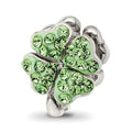 Sterling Silver Reflections Light Green Preciosa Crystal Clover Bead, 11.82 x 9.09 mm