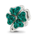 Sterling Silver Reflections Green Preciosa Crystal Clover Bead, 11.82 x 9.09 mm