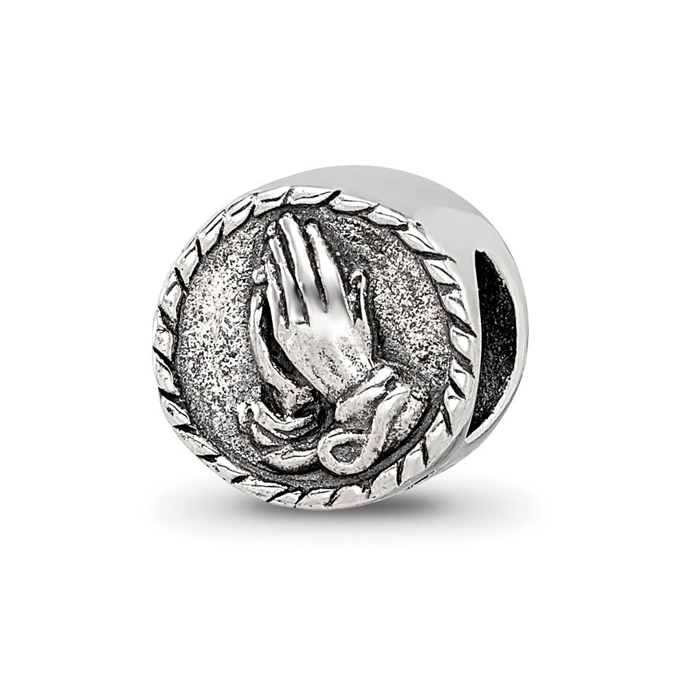 Sterling Silver Reflections Praying Hands Bead, 8.18 x 8.18 mm