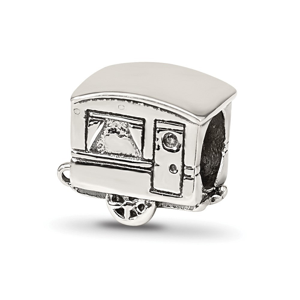 Sterling Silver Reflections Camper Trailer Bead, 8.18 x 10 mm