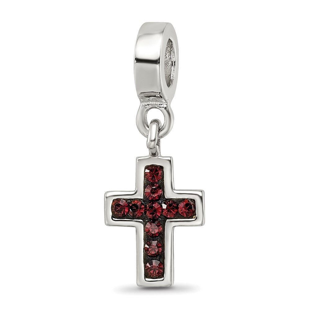 Sterling Silver Reflections Preciosa Crystal Cross Dangle Bead, 21.82 x 8.18 mm