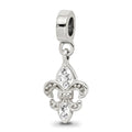 Sterling Silver Reflections Clear Preciosa Crystal Fleur De Lis Bead, 22.73 x 9.09 mm
