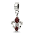 Sterling Silver Reflections Preciosa Crystal Fleur De Lis Dangle Bead, 22.73 x 9.09 mm