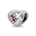 Sterling Silver Reflections CZ and Cross Heart Bead, 7.27 x 8.18 mm