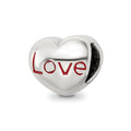 Sterling Silver Reflections Enameled Love Heart Bead, 7.27 x 8.18 mm