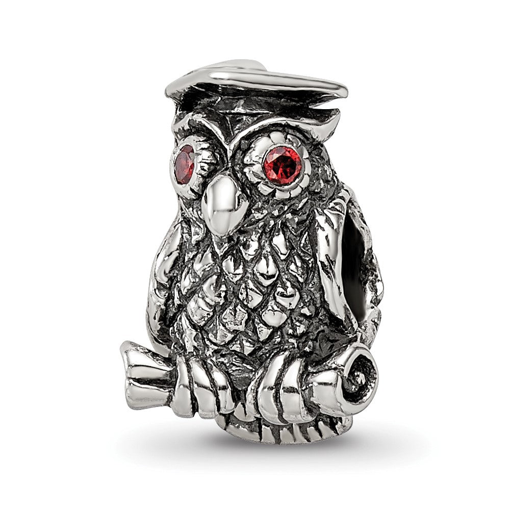 Sterling Silver Reflections Wise Owl Bead, 11.82 x 8.18 mm