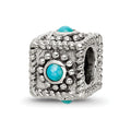 Sterling Silver Reflections Square 4 Stone Turquoise Bead, 10 x 7.27 mm