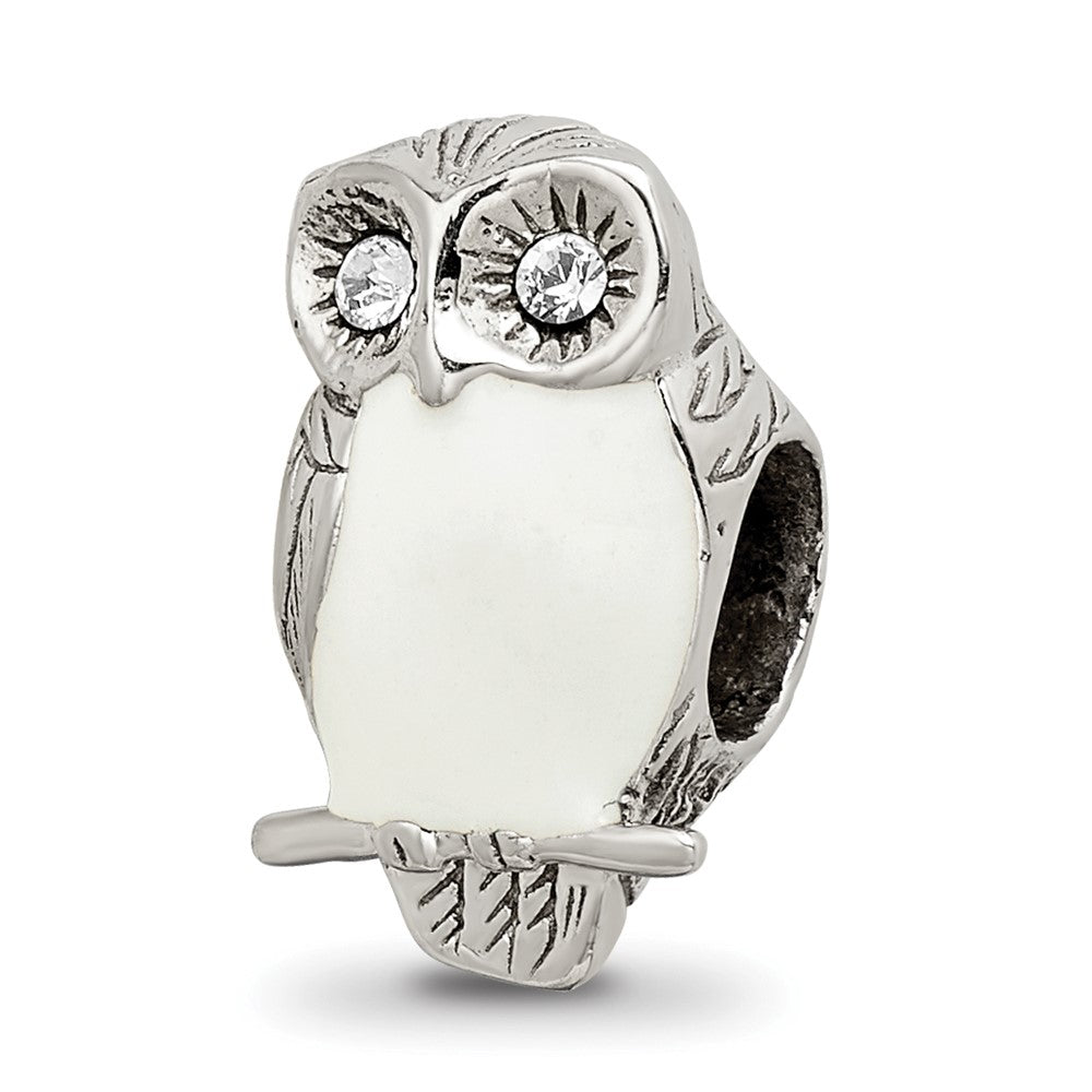 Sterling Silver Reflections Enameled Wise Owl Bead, 13.64 x 8.18 mm, 3.06 g - ID5S9QRS19268L7