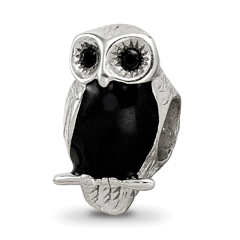 Sterling Silver Reflections Enameled Wise Owl Bead, 13.64 x 8.18 mm, 3.06 g - ID5S9QRS19278L7