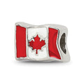 Sterling Silver Reflections Enameled Canada Flag Bead, 7.27 x 10 mm
