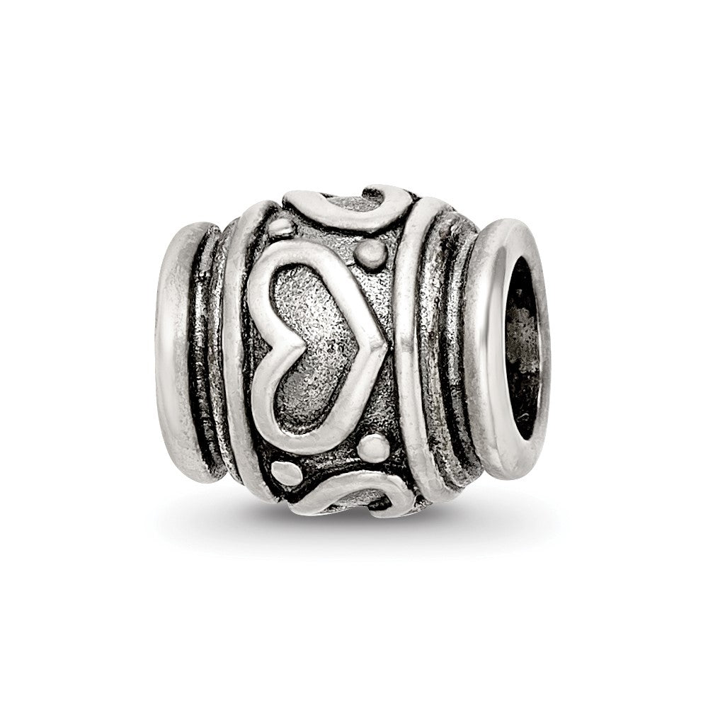Sterling Silver Reflections Heart Bead, 8.18 x 8.18 mm