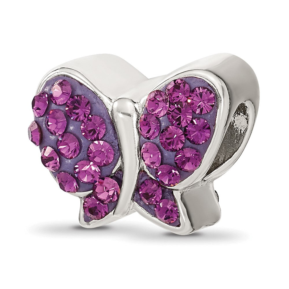 Sterling Silver Reflections Purple Preciosa Crystal Butterfly Bead, 10 x 11.82 mm