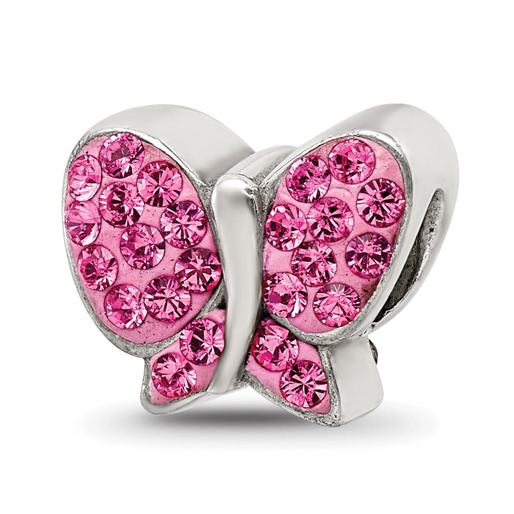 Sterling Silver Reflections Pink Preciosa Crystal Butterfly Bead, 10 x 11.82 mm