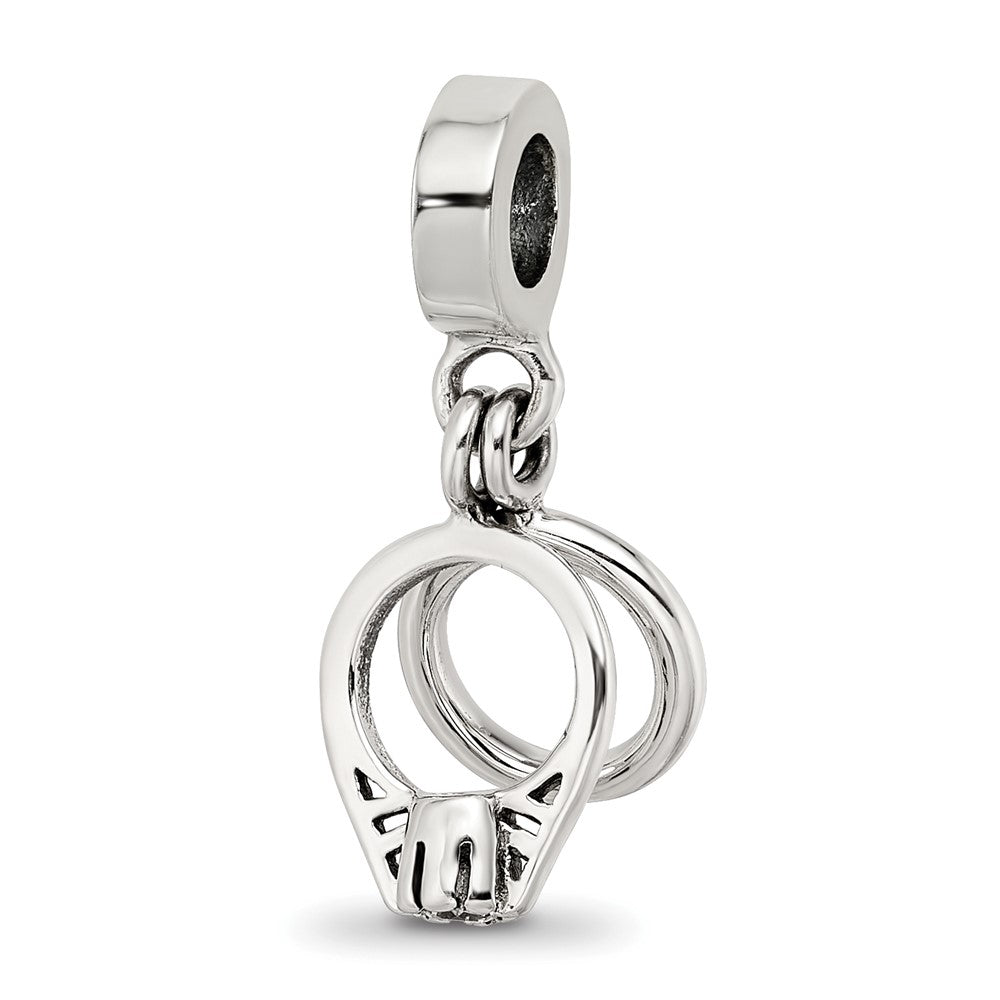 Sterling Silver Reflections CZ Bridal Rings Dangle Bead, 19.09 x 8.18 mm