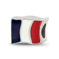Sterling Silver Reflections Enameled France Flag Bead, 7.27 x 10 mm