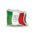 Sterling Silver Reflections Enameled Mexico Flag Bead, 7.27 x 10 mm