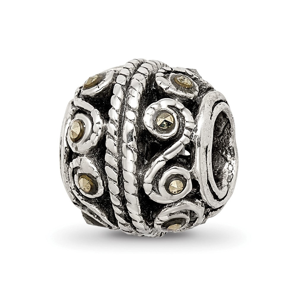 Sterling Silver Reflections Marcasite Bali Bead, 10 x 9.09 mm
